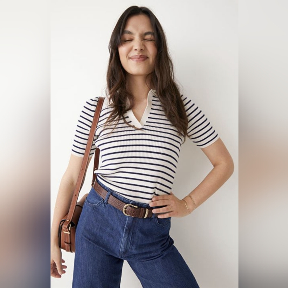 & Other Stories Navy and White Striped Top